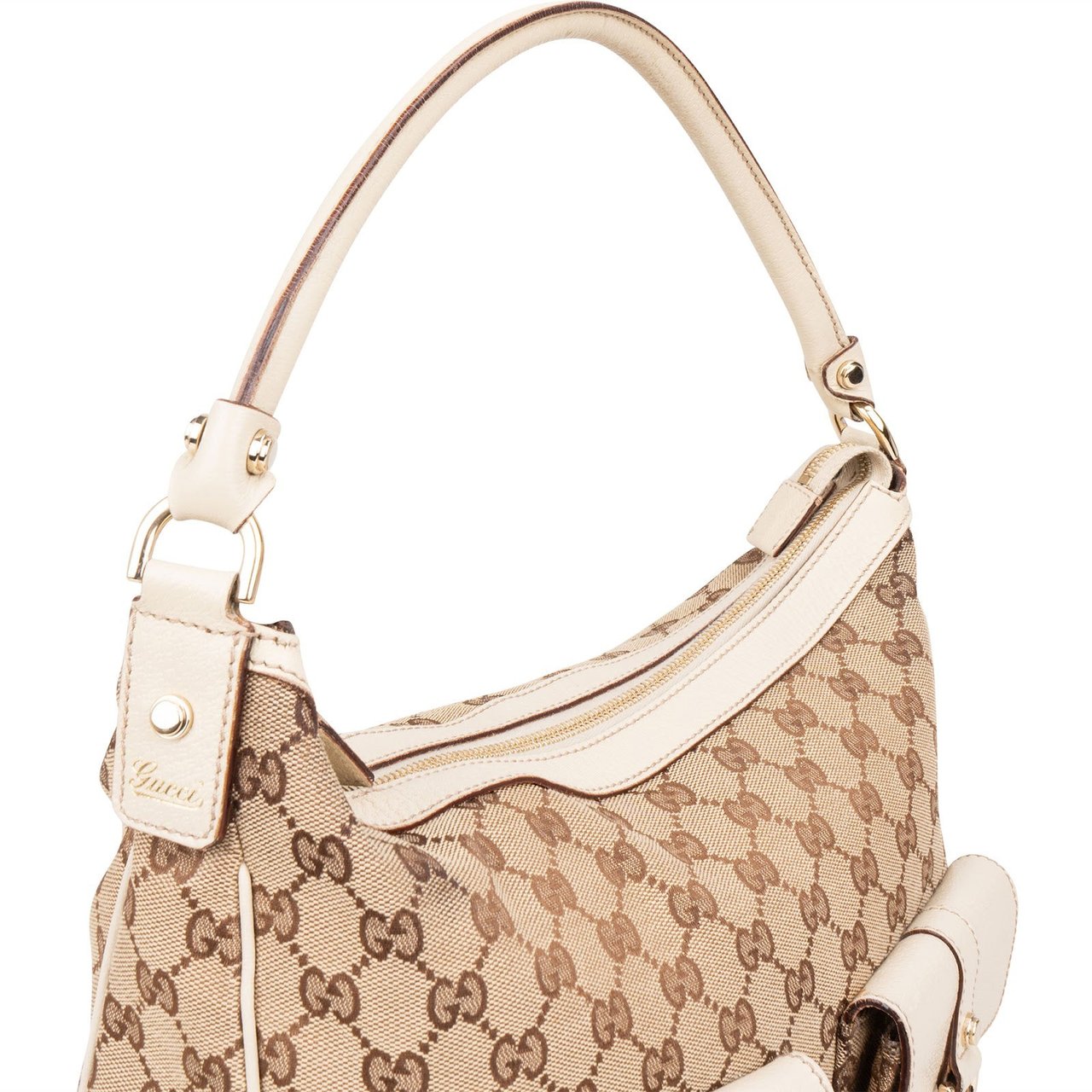 Gucci Gucci Monogram GG Abbey Double Pocket Shoulder Bag Beige