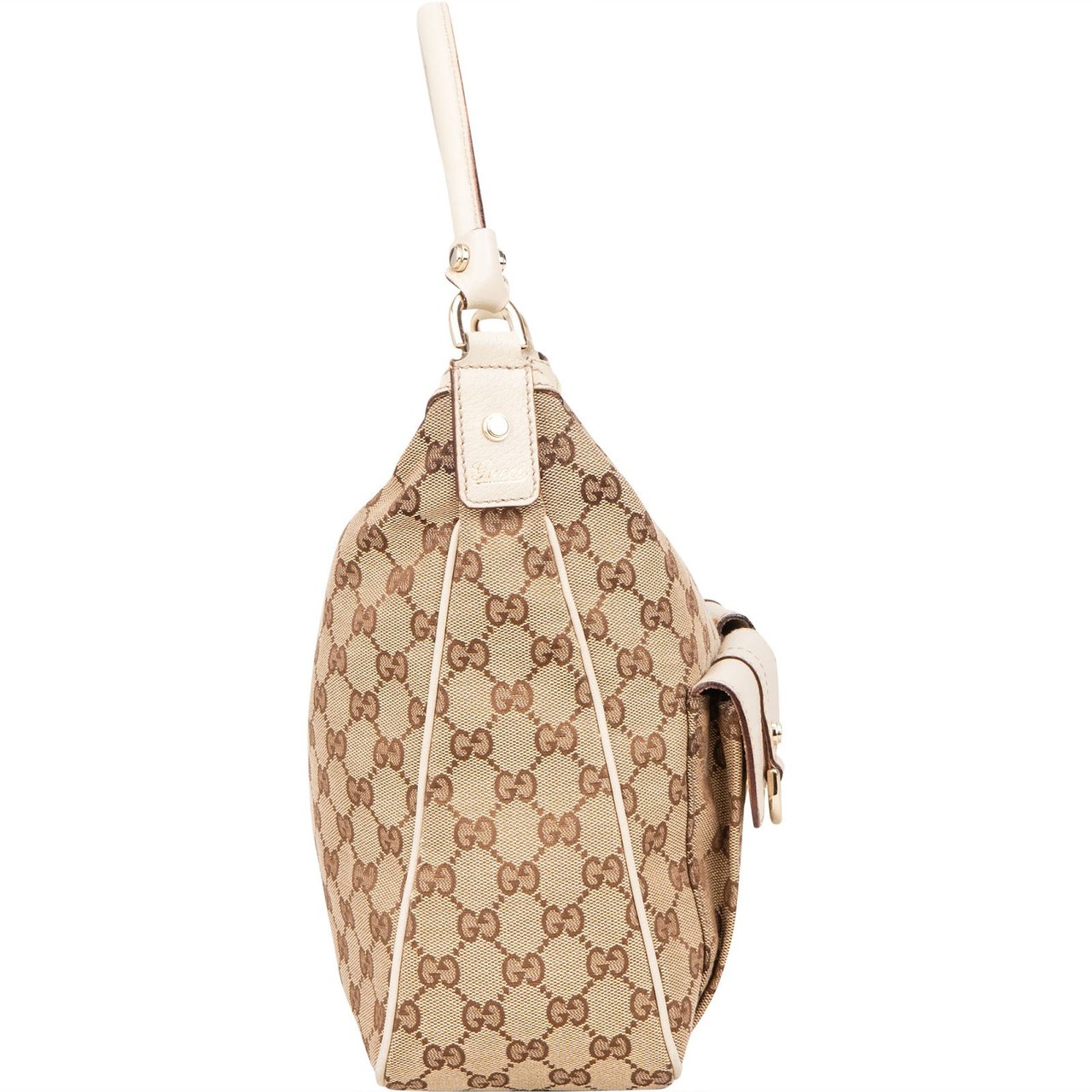 Gucci Gucci Monogram GG Abbey Double Pocket Shoulder Bag Beige