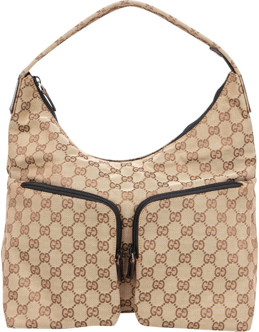 Gucci Gucci Monogram GG Double Pocket Hobo Shoulder Bag Beige