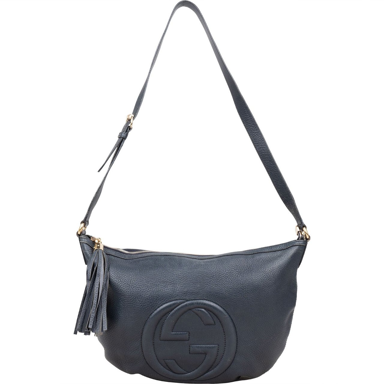 Gucci Gucci Blue Leather GG Soho Messenger Crossbody Bag Navy