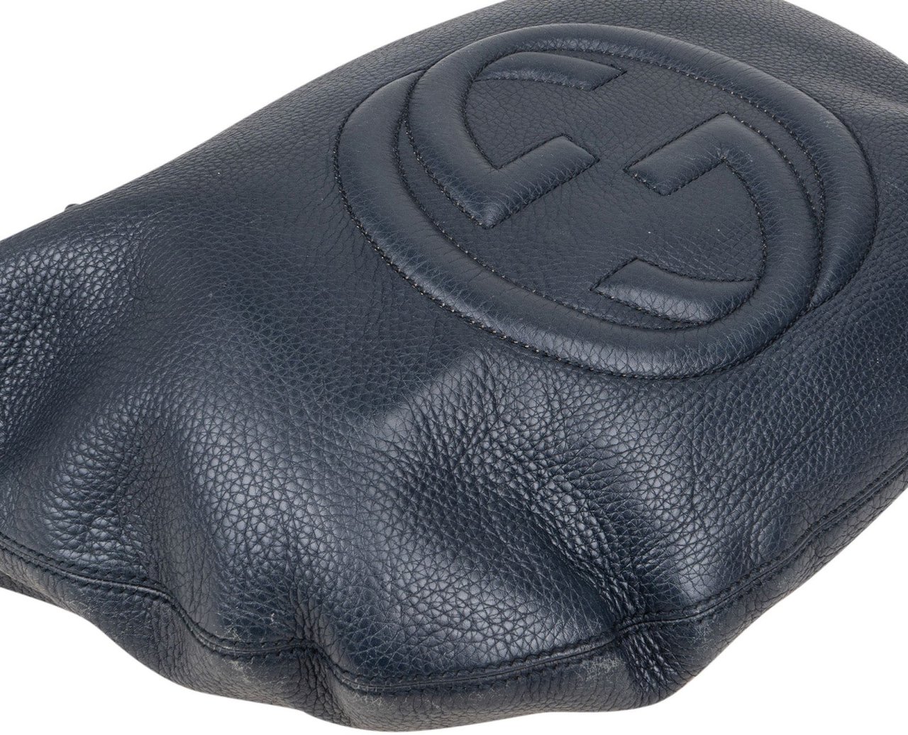 Gucci Gucci Blue Leather GG Soho Messenger Crossbody Bag Navy