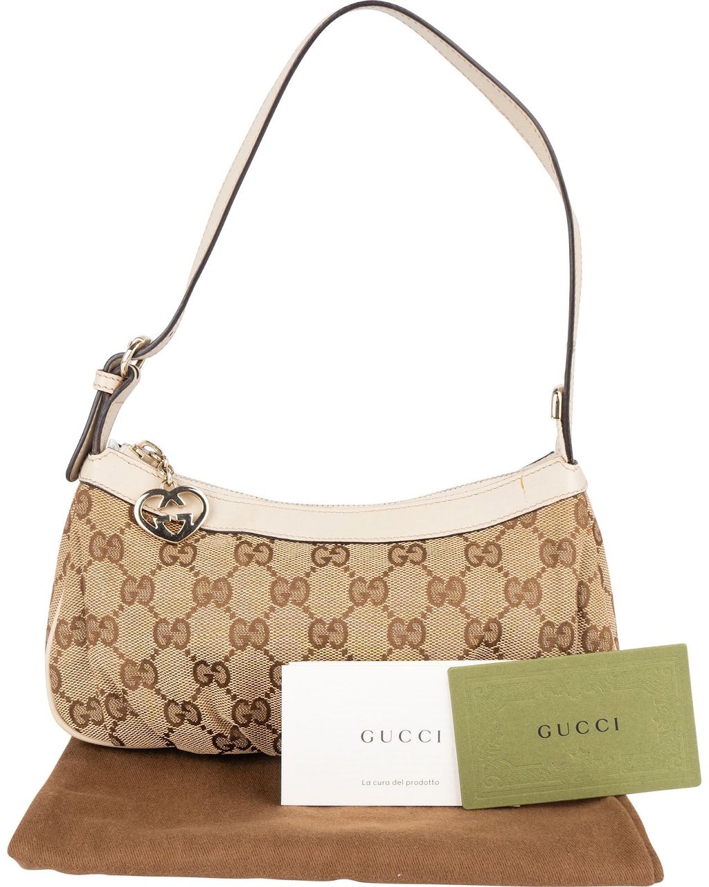 Gucci Gucci Monogram GG Heart Mini Shoulder Bag Beige