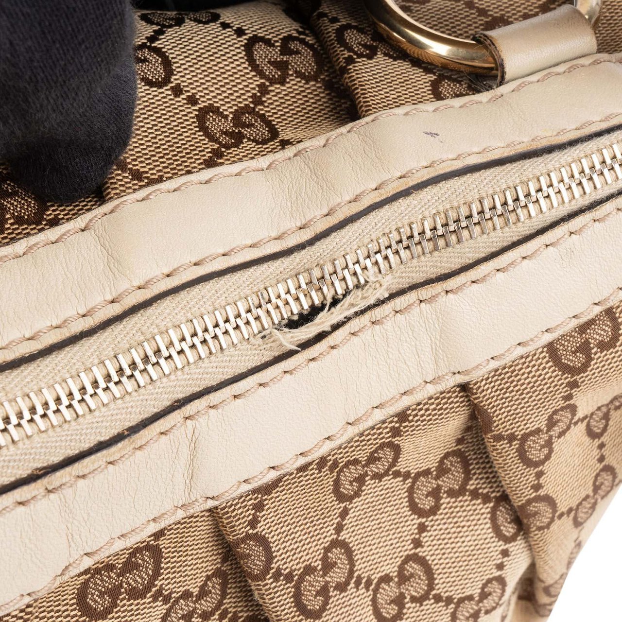 Gucci Gucci Monogram GG Sukey Hobo Handbag Beige