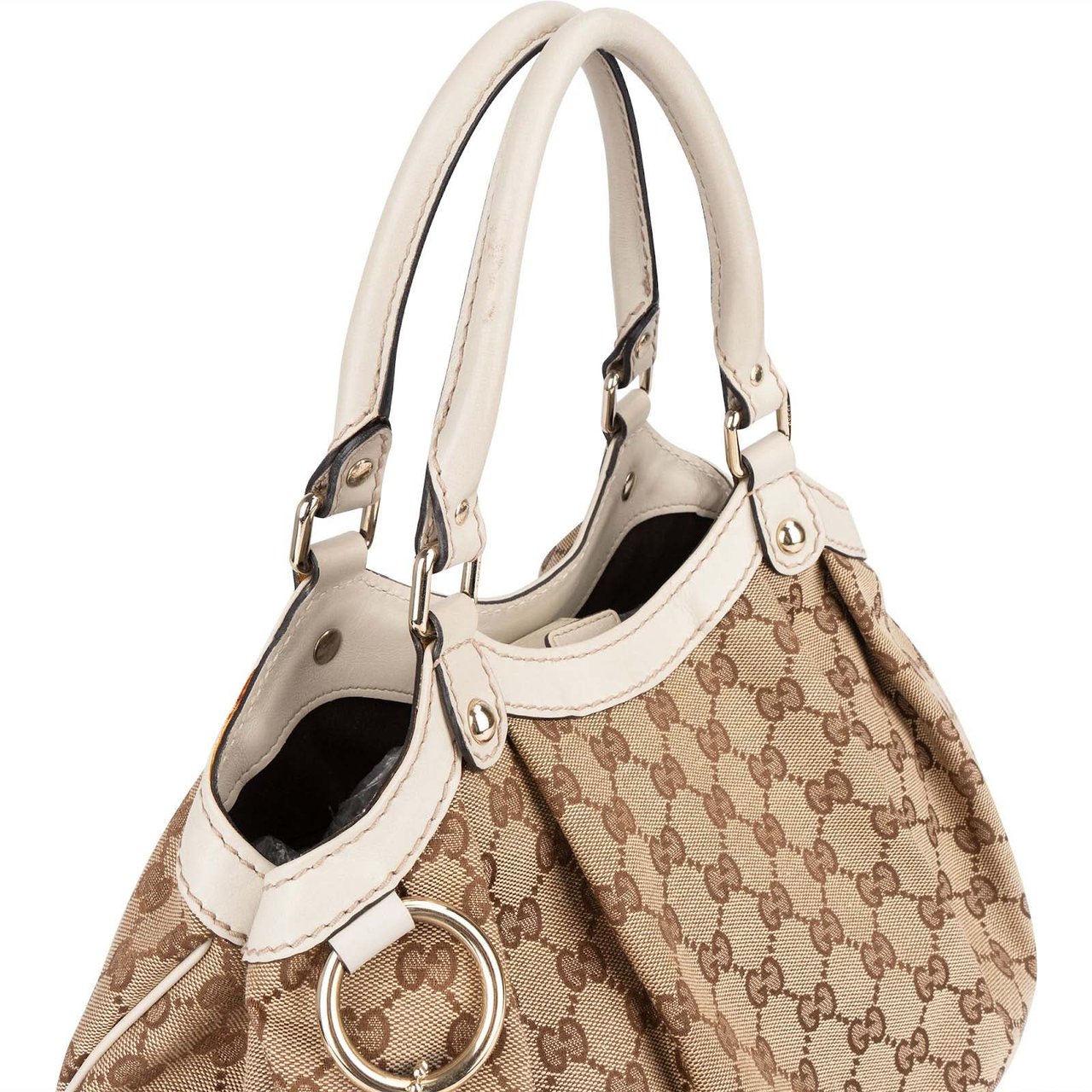 Gucci Gucci Monogram GG Canvas Sukey Hobo Handbag Beige