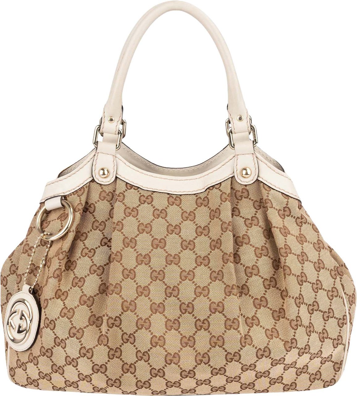 Gucci Gucci Monogram GG Canvas Sukey Hobo Handbag Beige