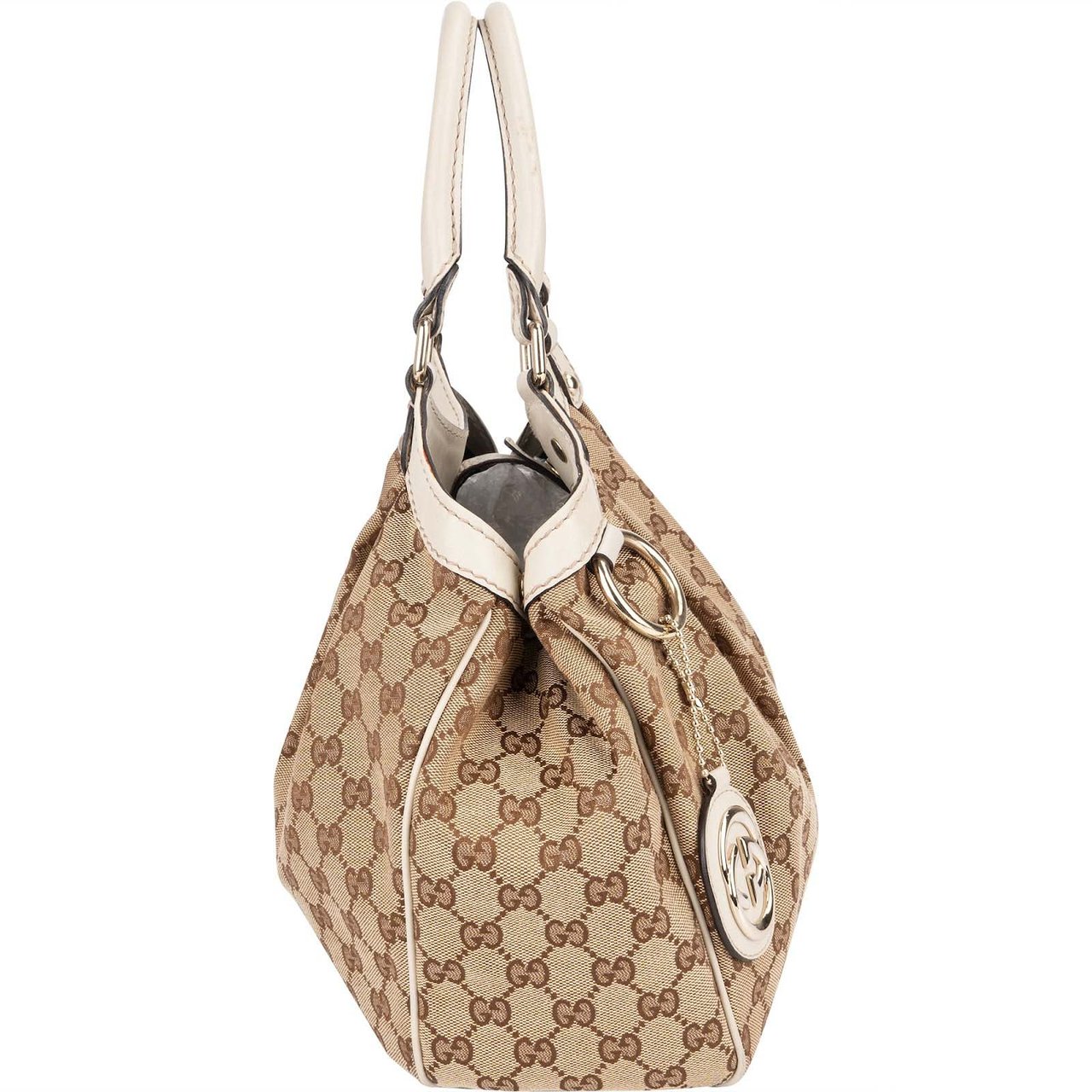 Gucci Gucci Monogram GG Canvas Sukey Hobo Handbag Beige