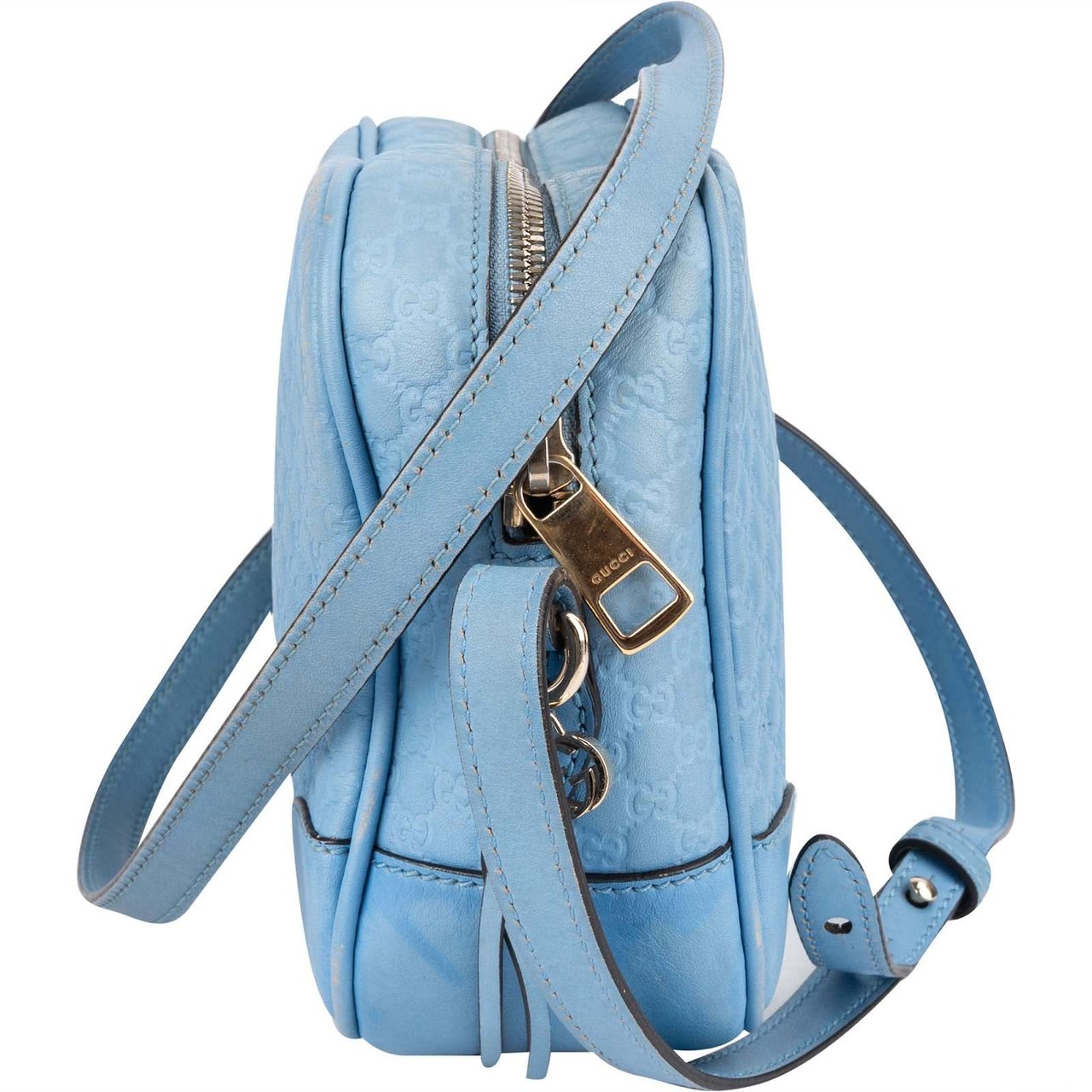 Gucci Gucci Microguccissima Leather Bree Crossbody Bag Lichtblauw