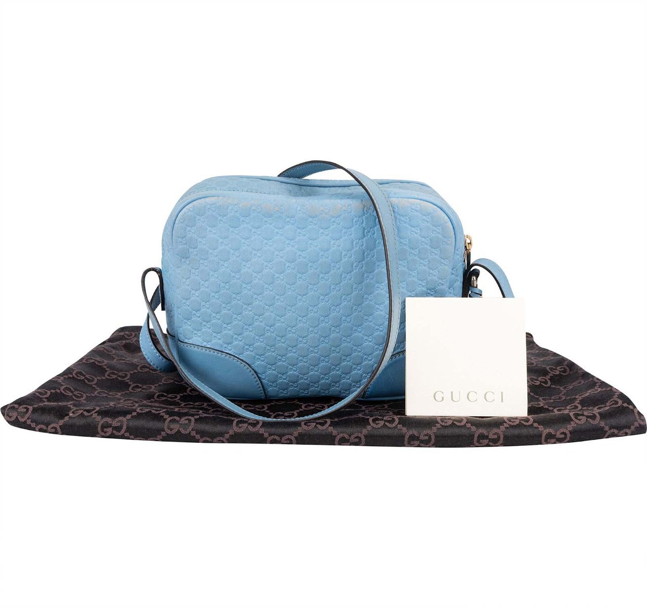 Gucci Gucci Microguccissima Leather Bree Crossbody Bag Lichtblauw