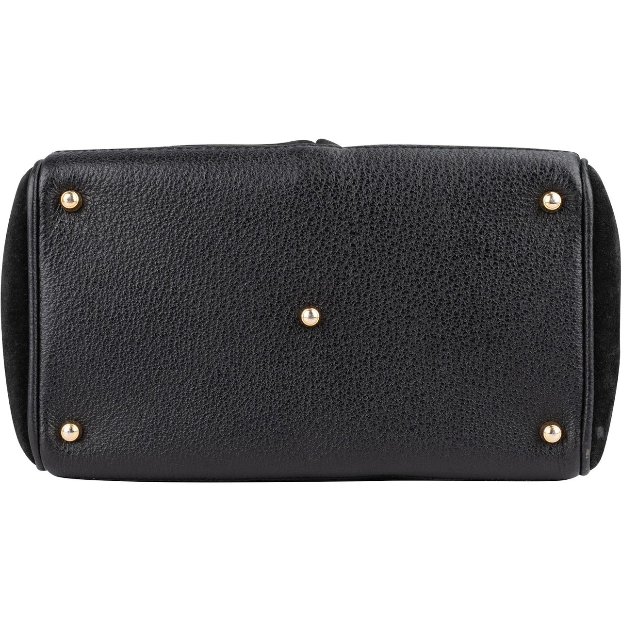 Gucci Gucci Black Suede Bamboo Handbag Zwart