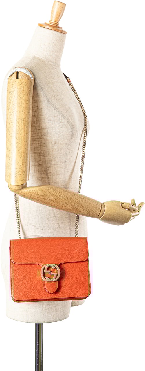 Gucci Small Dollar Calfskin Interlocking G Crossbody Oranje