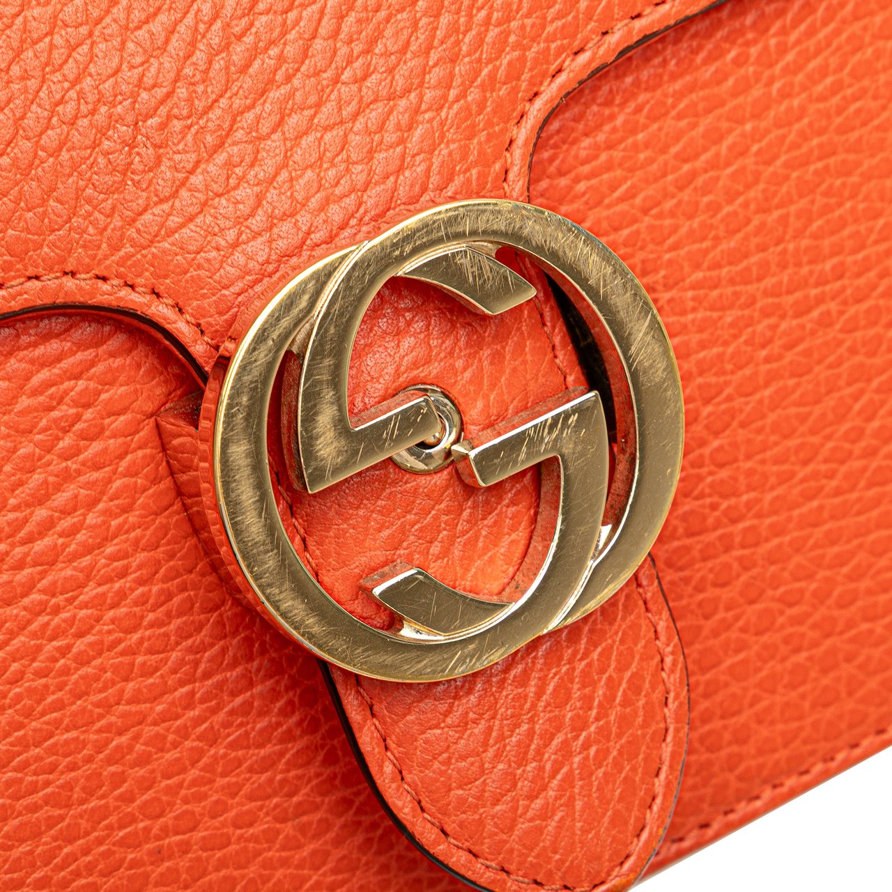 Gucci Small Dollar Calfskin Interlocking G Crossbody Oranje