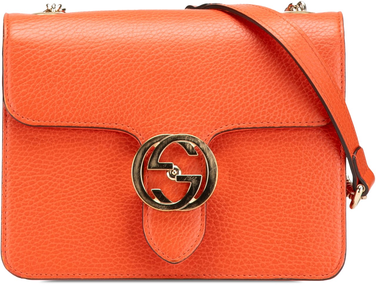 Gucci Small Dollar Calfskin Interlocking G Crossbody Oranje