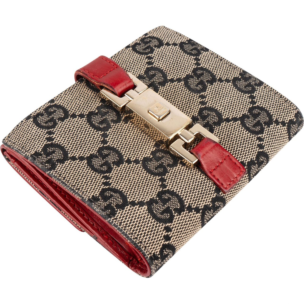 Gucci Gucci Monogram GG Canvas Jackie Wallet Rood