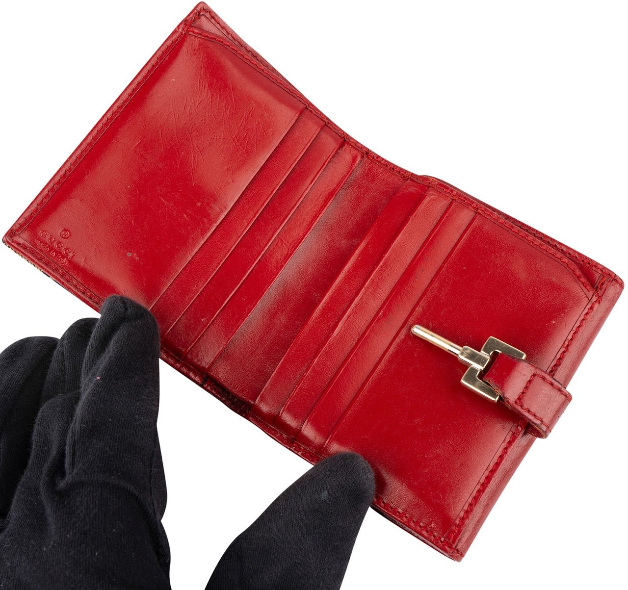 Gucci Gucci Monogram GG Canvas Jackie Wallet Rood