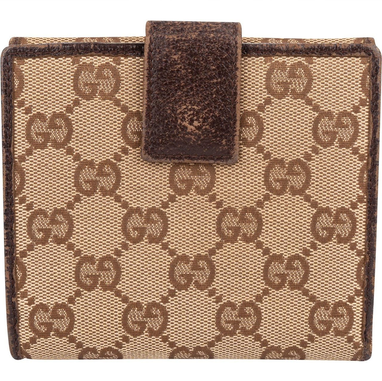 Gucci Gucci Monogram GG Canvas Metal Bar Wallet Bruin
