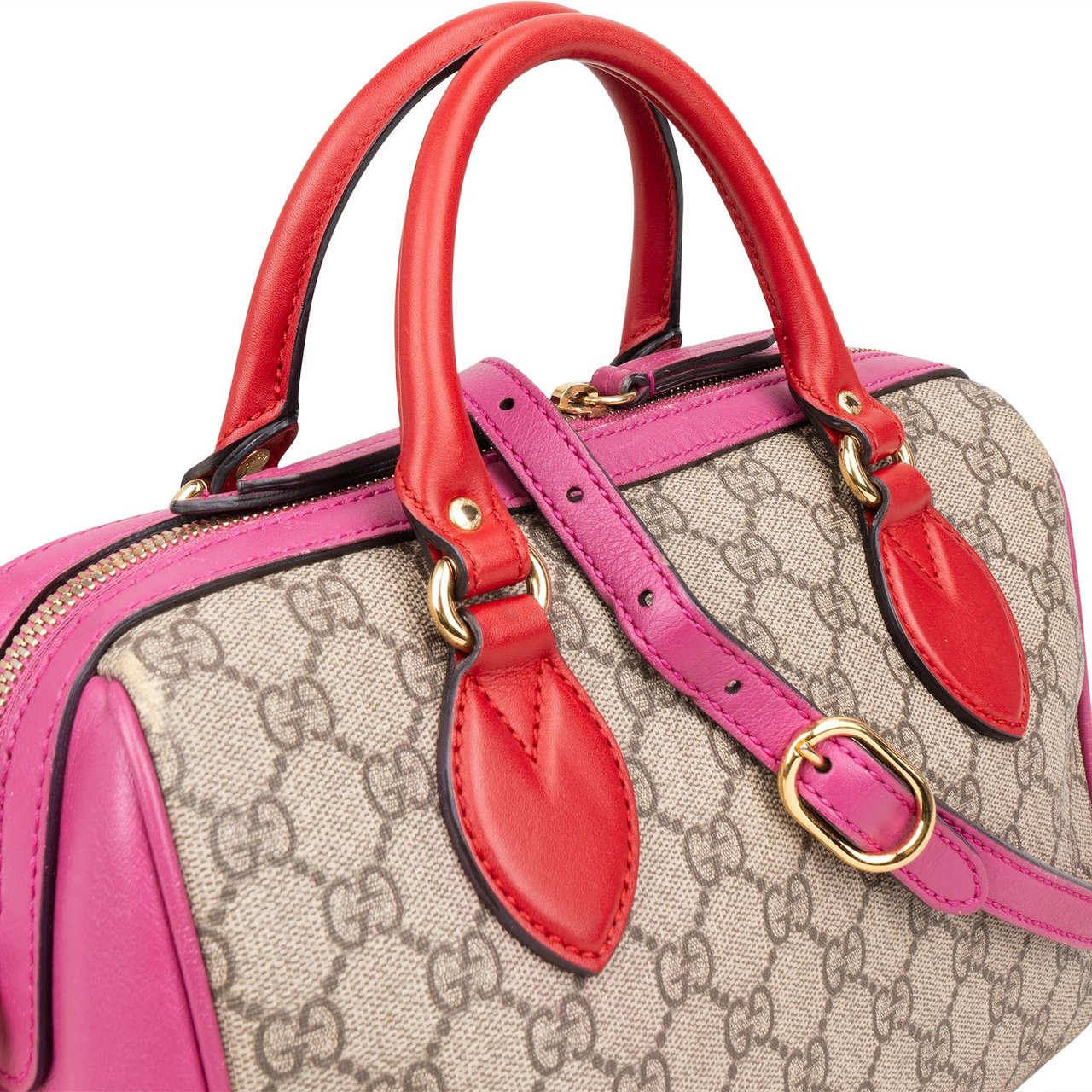 Gucci Gucci Monogram GG Supreme Bicolor Boston Handbag Beige