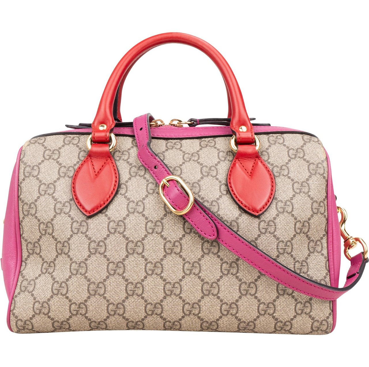 Gucci Gucci Monogram GG Supreme Bicolor Boston Handbag Beige