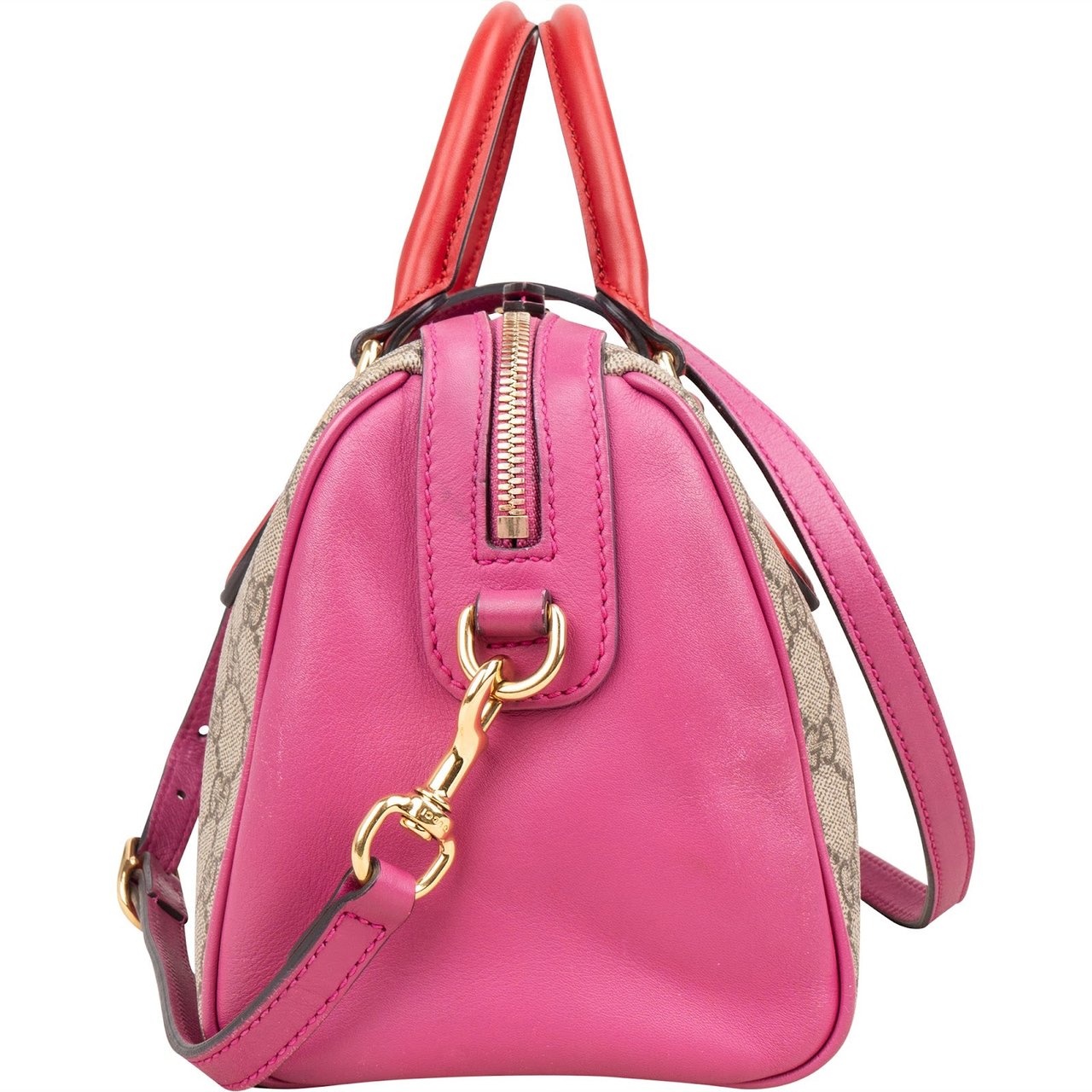 Gucci Gucci Monogram GG Supreme Bicolor Boston Handbag Beige