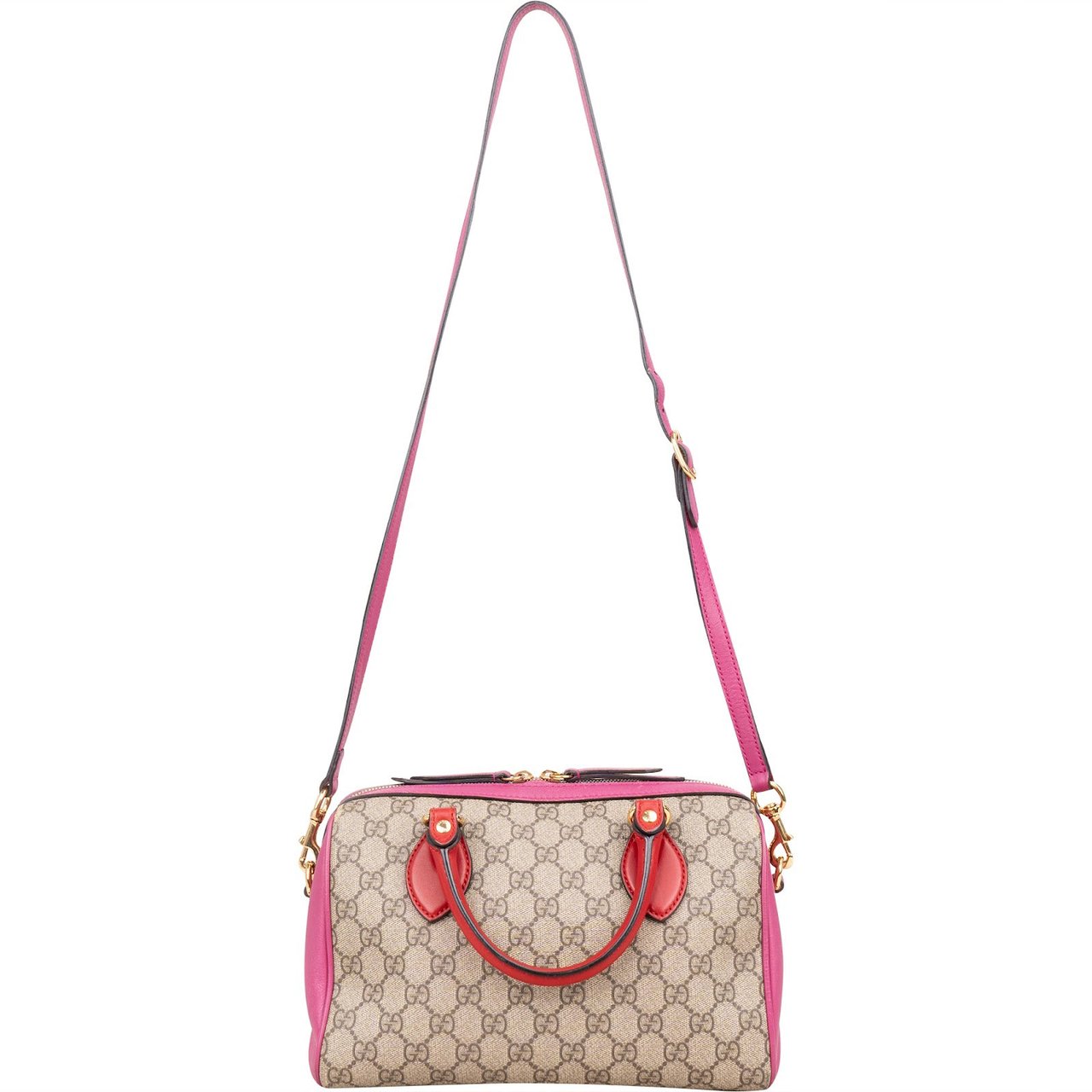 Gucci Gucci Monogram GG Supreme Bicolor Boston Handbag Beige