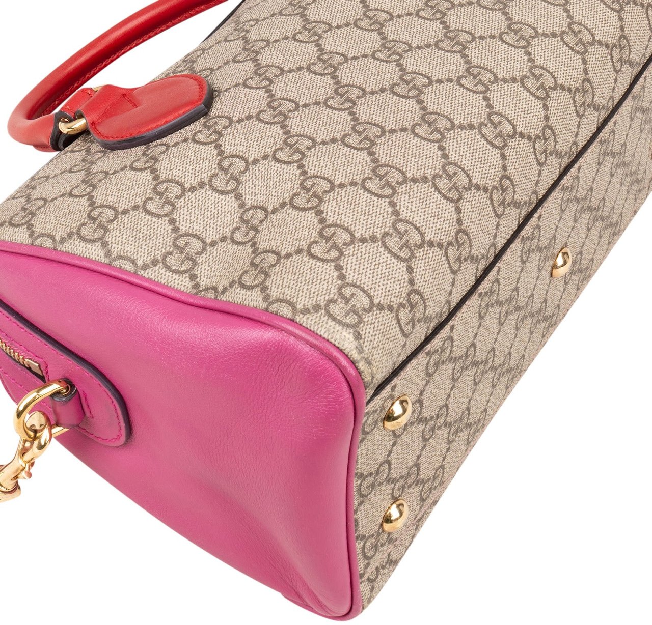 Gucci Gucci Monogram GG Supreme Bicolor Boston Handbag Beige