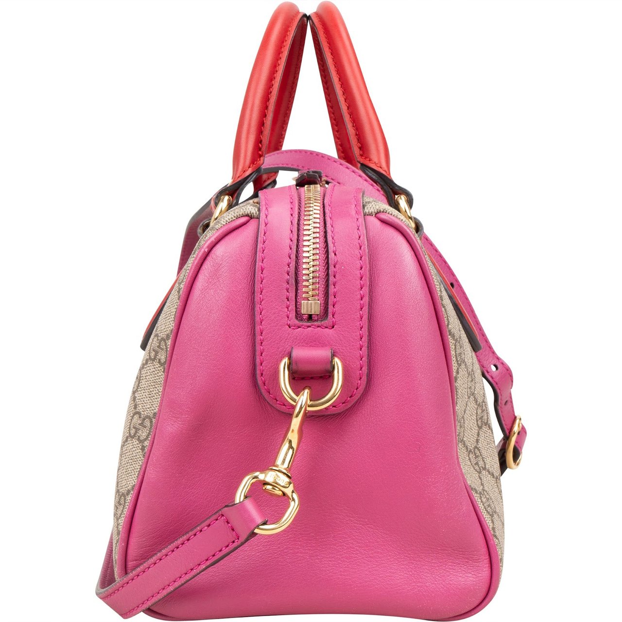 Gucci Gucci Monogram GG Supreme Bicolor Boston Handbag Beige