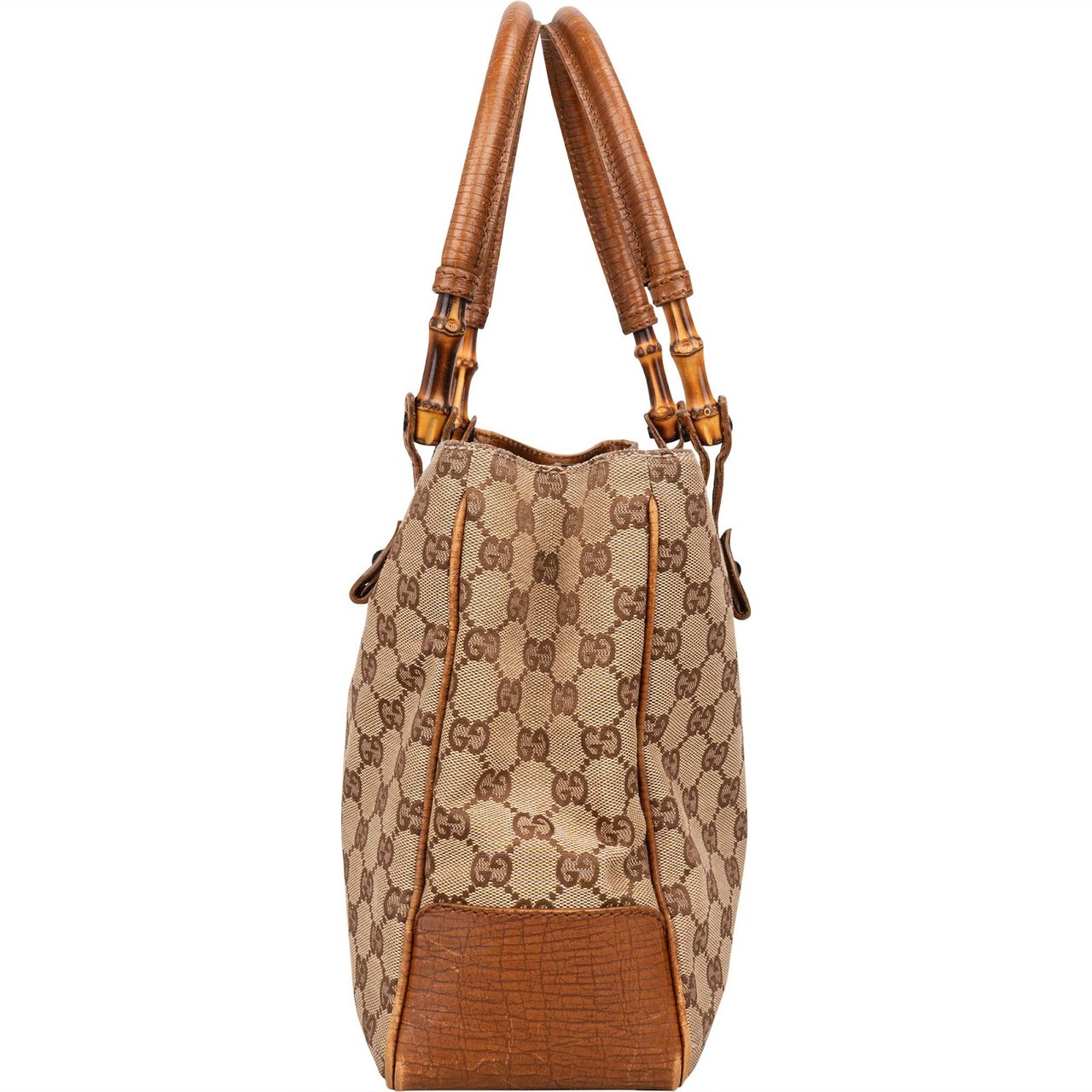 Gucci Monogram GG Bamboo Handbag Beige