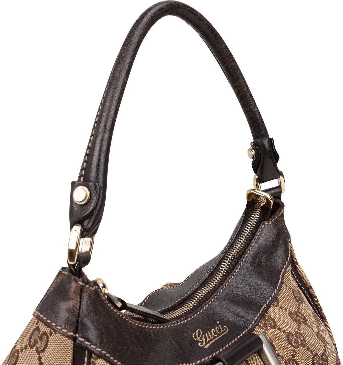 Gucci Gucci Monogram GG Canvas Abbey Handbag Bruin