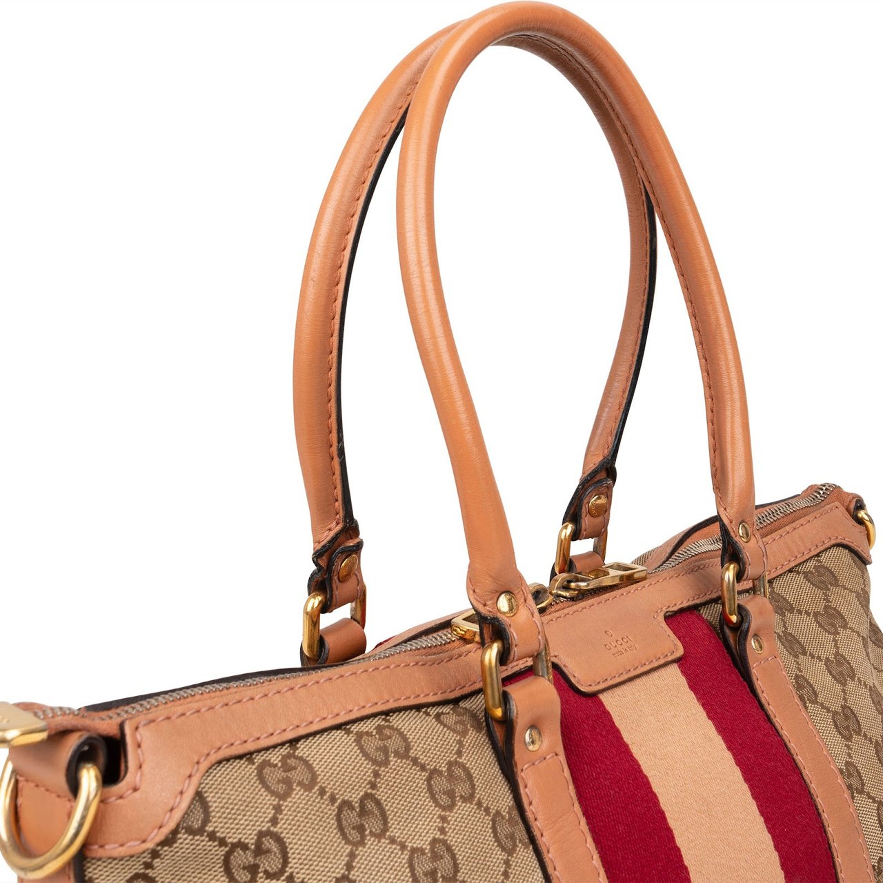 Gucci Monogram GG Sherry Line Web Handbag Bruin