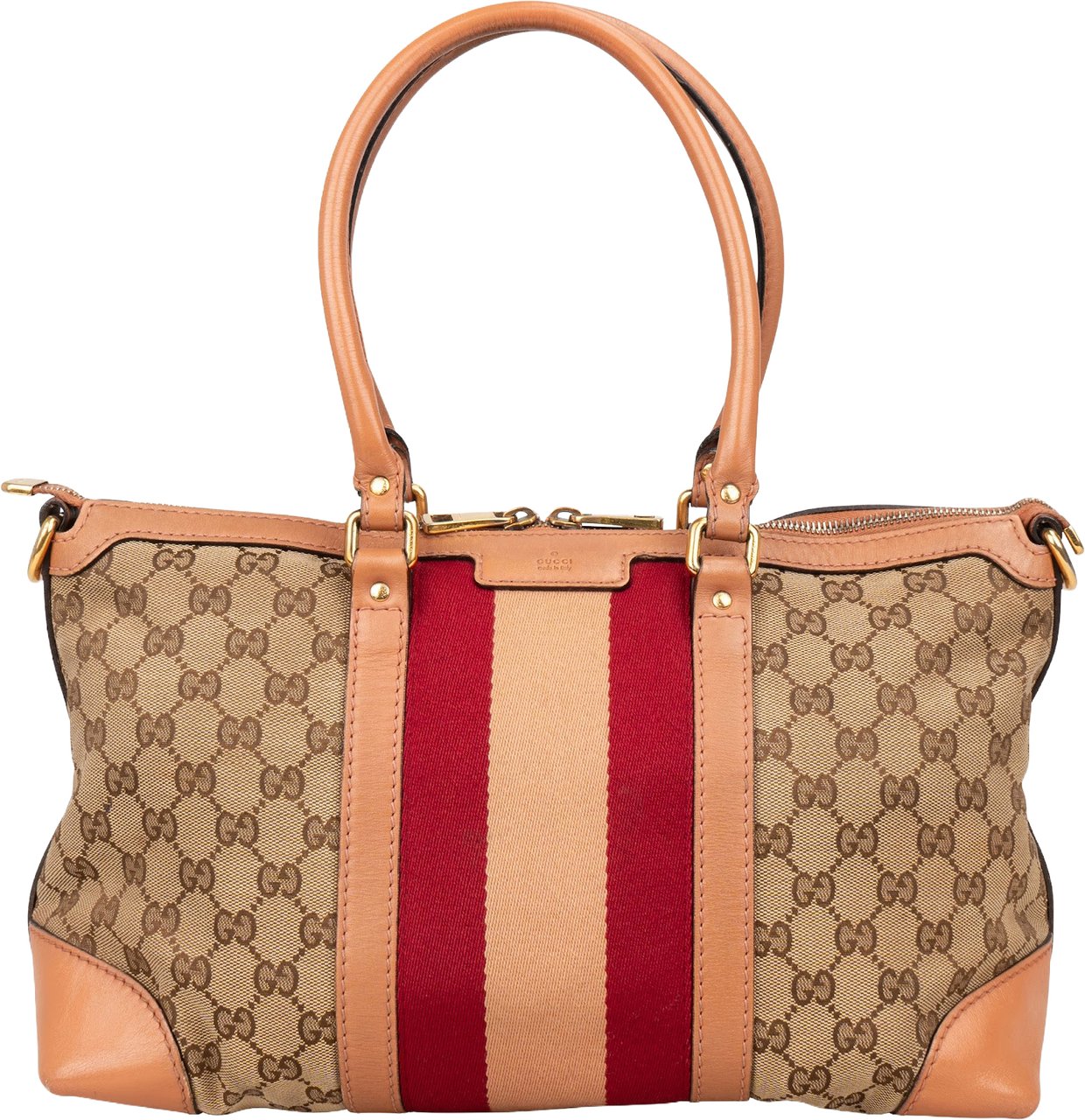 Gucci Monogram GG Sherry Line Web Handbag Bruin