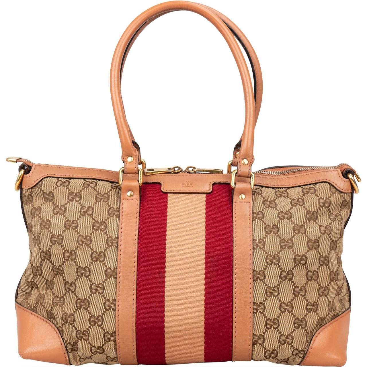 Gucci Gucci Monogram GG Sherry Line Web Handbag Bruin
