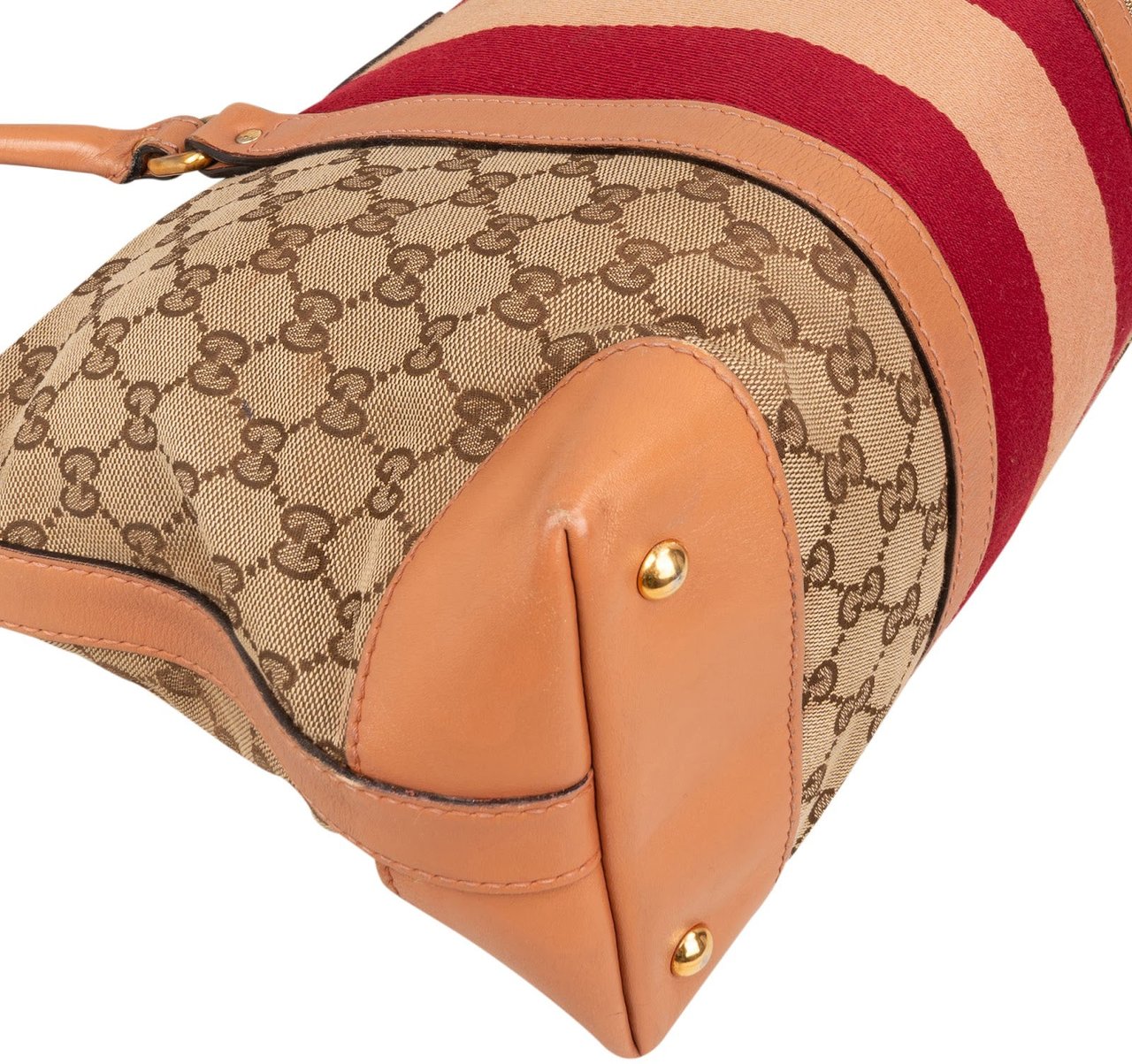 Gucci Monogram GG Sherry Line Web Handbag Bruin