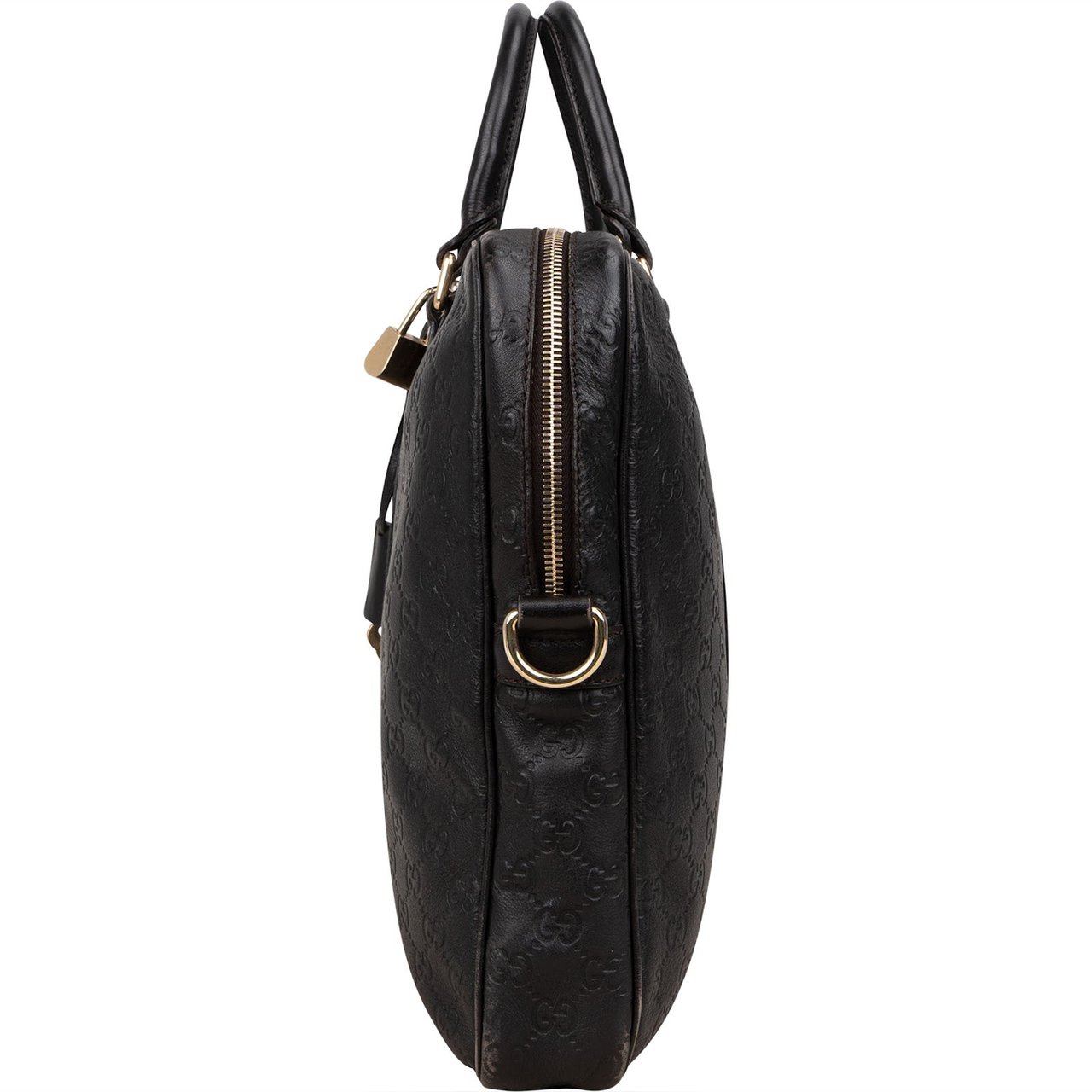 Gucci Gucci Black Guccissima Leather Business Handbag Bruin