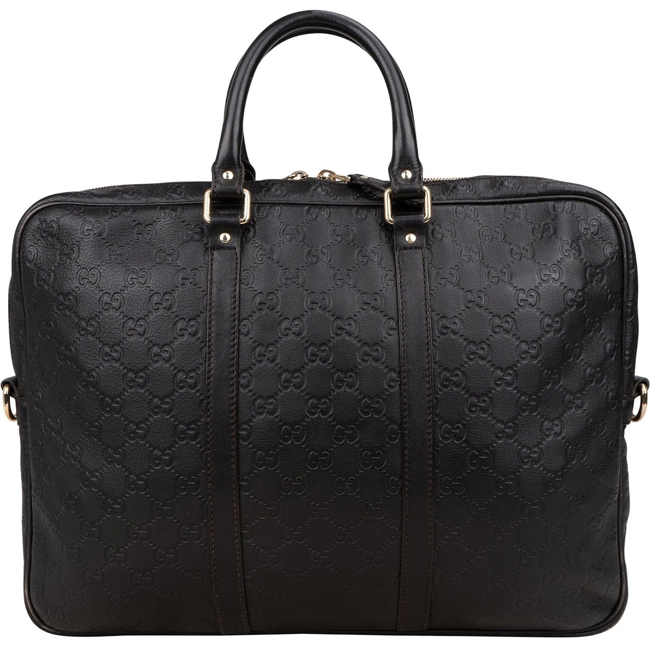 Gucci Gucci Black Guccissima Leather Business Handbag Bruin