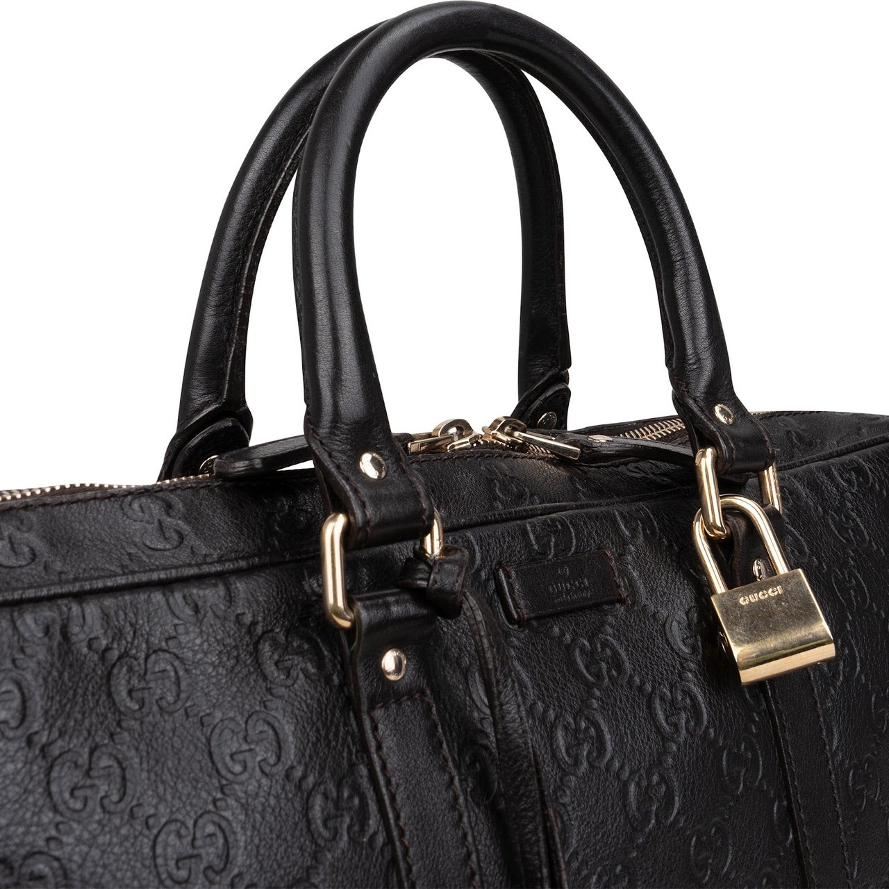 Gucci Gucci Black Guccissima Leather Business Handbag Bruin