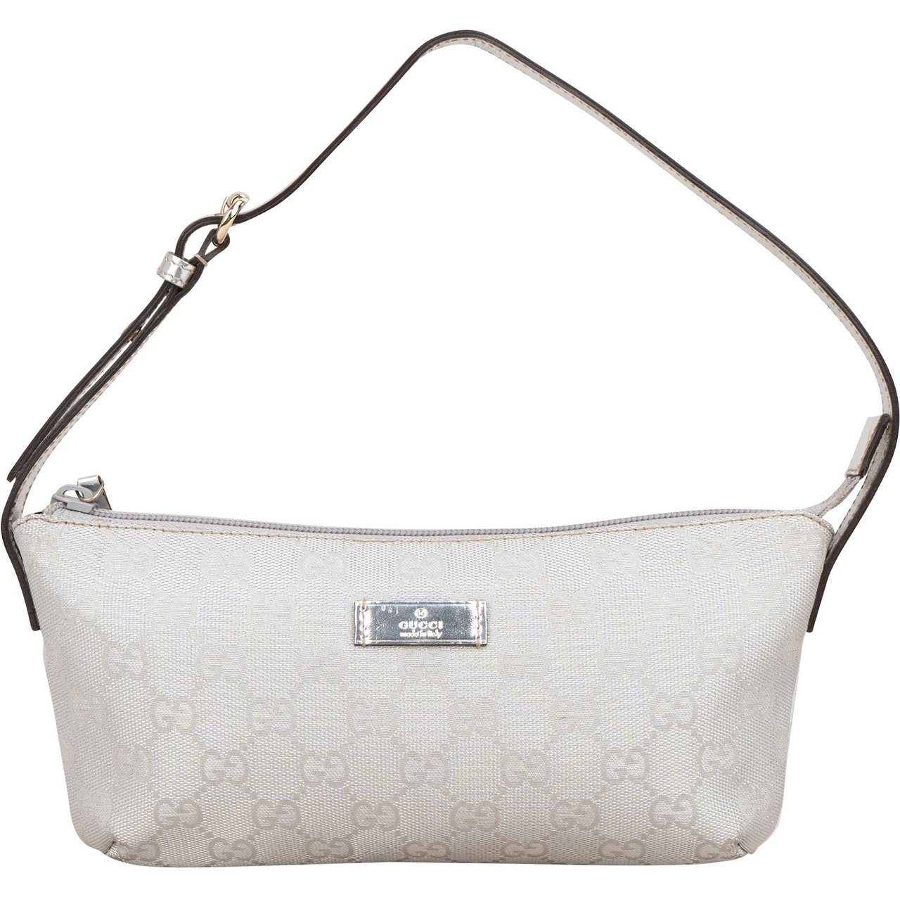 Gucci Gucci Silver Monogram GG Pochette Handbag Zilver