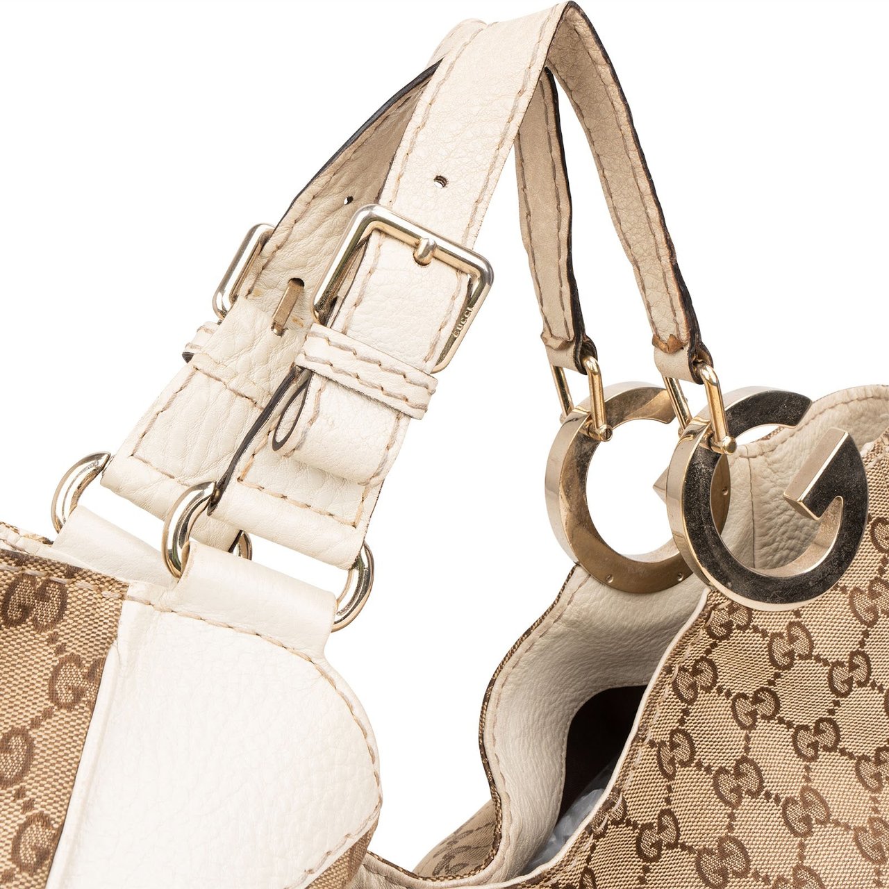 Gucci Gucci Monogram GG Canvas Charlotte Hobo Shoulder Bag Beige
