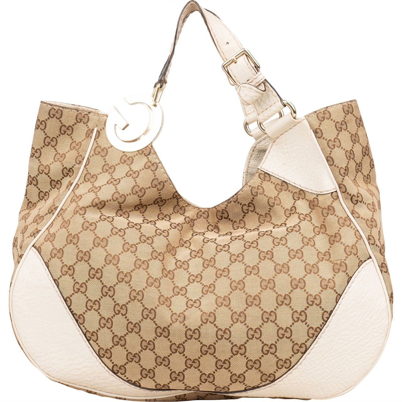 Gucci Gucci Monogram GG Canvas Charlotte Hobo Shoulder Bag Beige