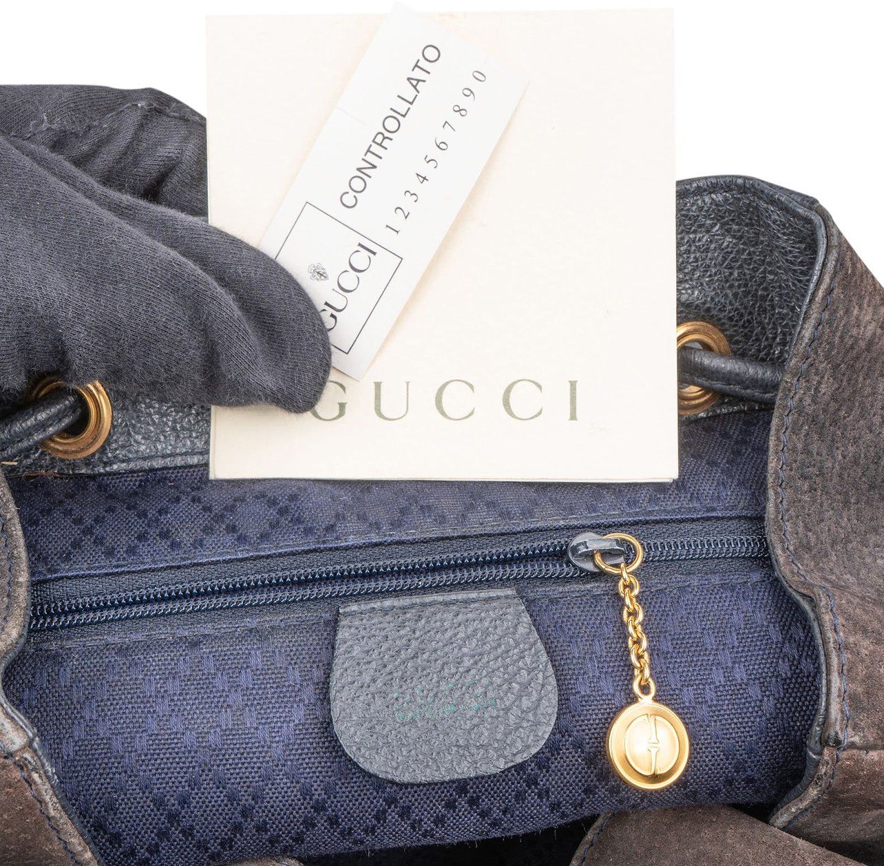 Gucci Gucci Suede Bamboo Backpack Bruin