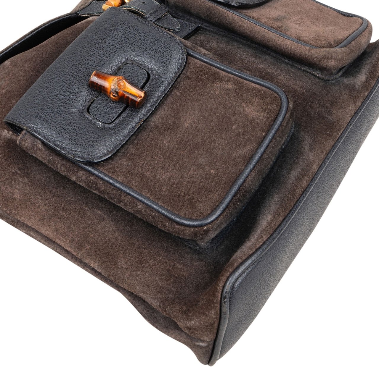 Gucci Gucci Suede Bamboo Backpack Bruin