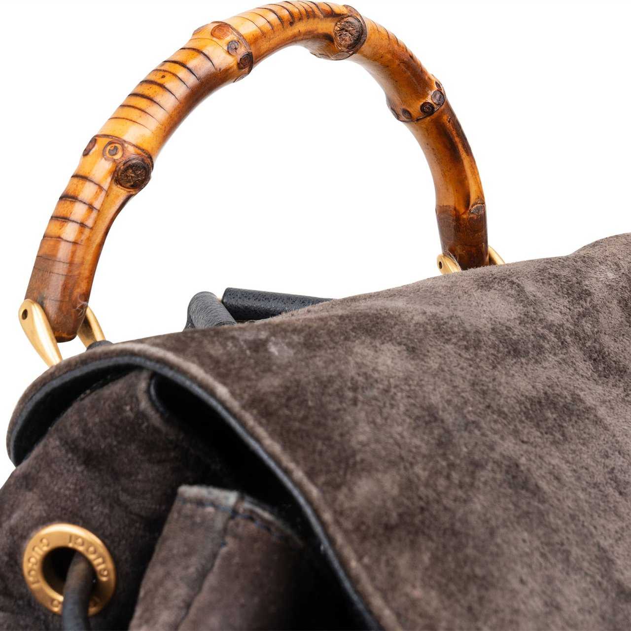 Gucci Gucci Suede Bamboo Backpack Bruin