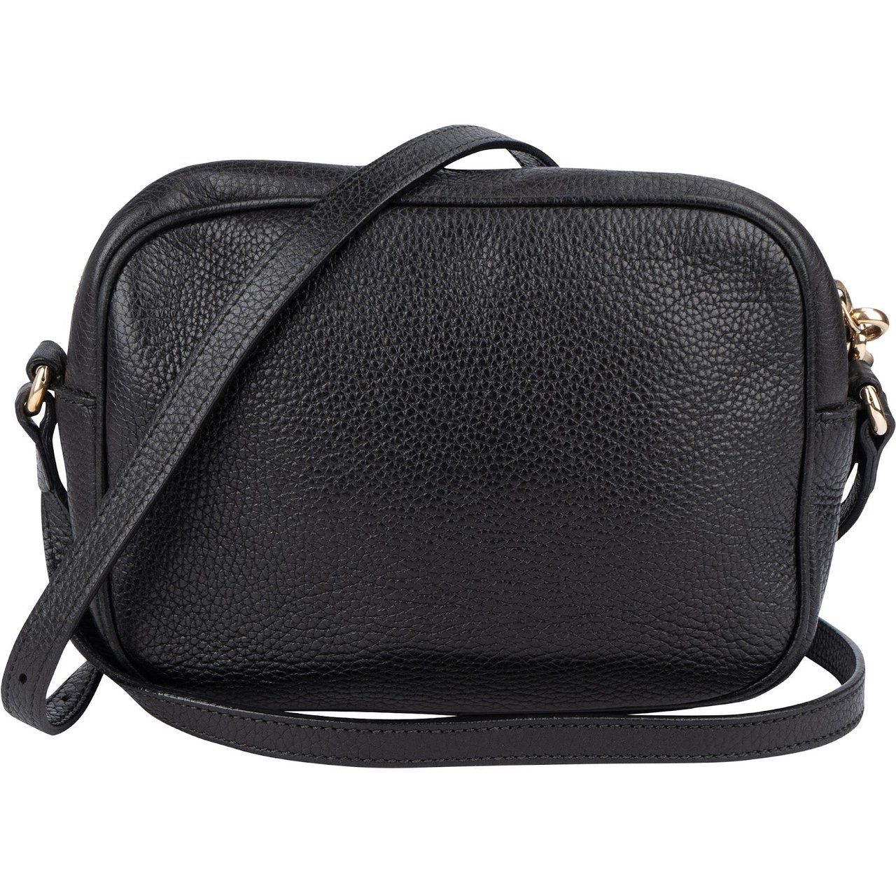 Gucci Gucci Black Leather Soho GG Crossbody Bag Zwart
