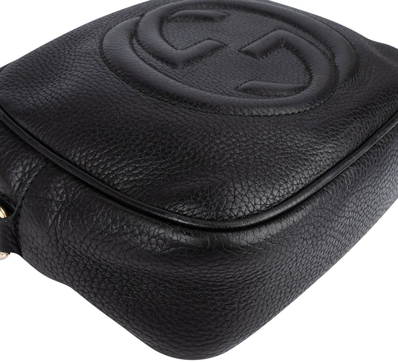 Gucci Gucci Black Leather Soho GG Crossbody Bag Zwart