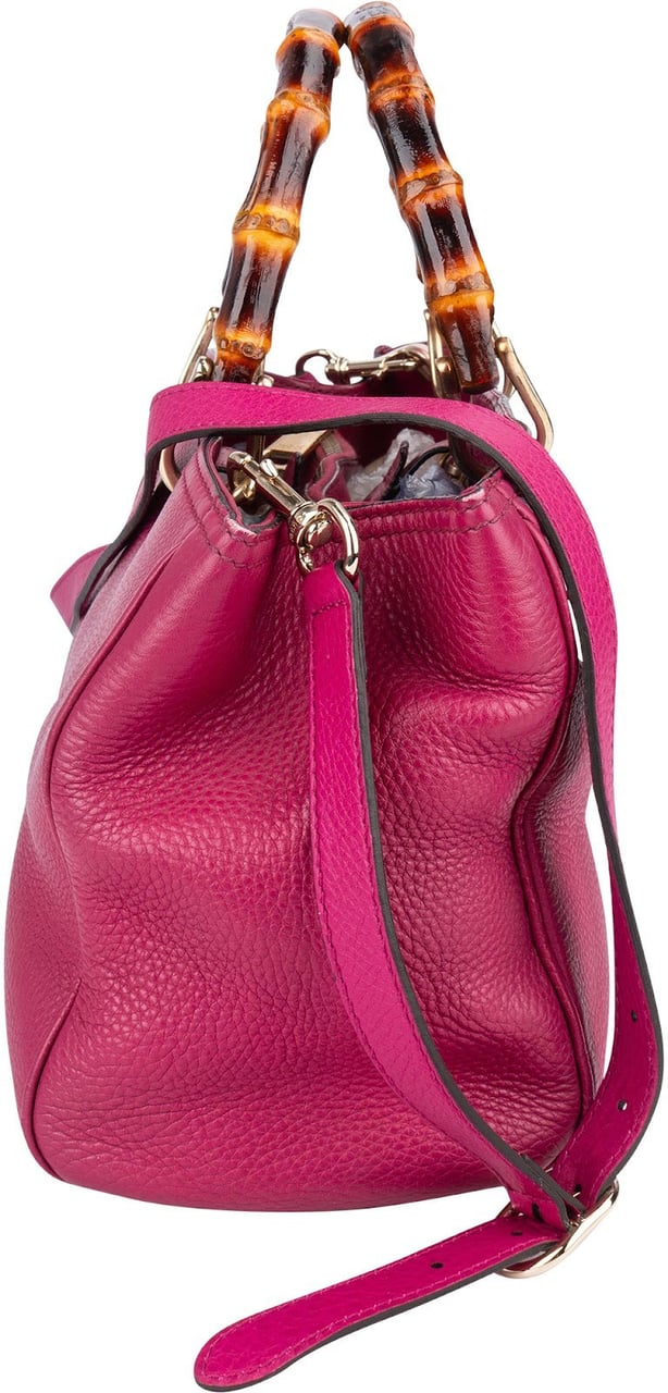 Gucci Gucci Pink Leather Bamboo Handbag Rood