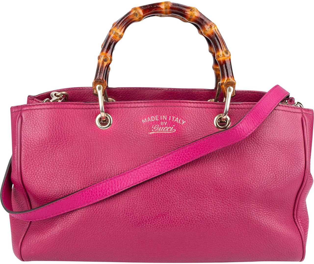 Gucci Gucci Pink Leather Bamboo Handbag Rood