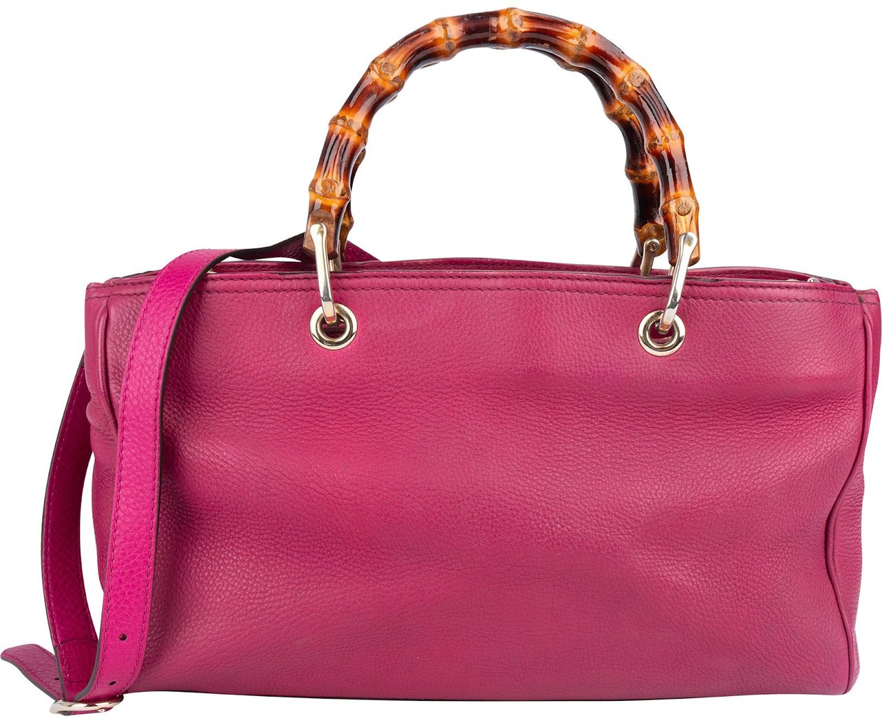 Gucci Gucci Pink Leather Bamboo Handbag Rood