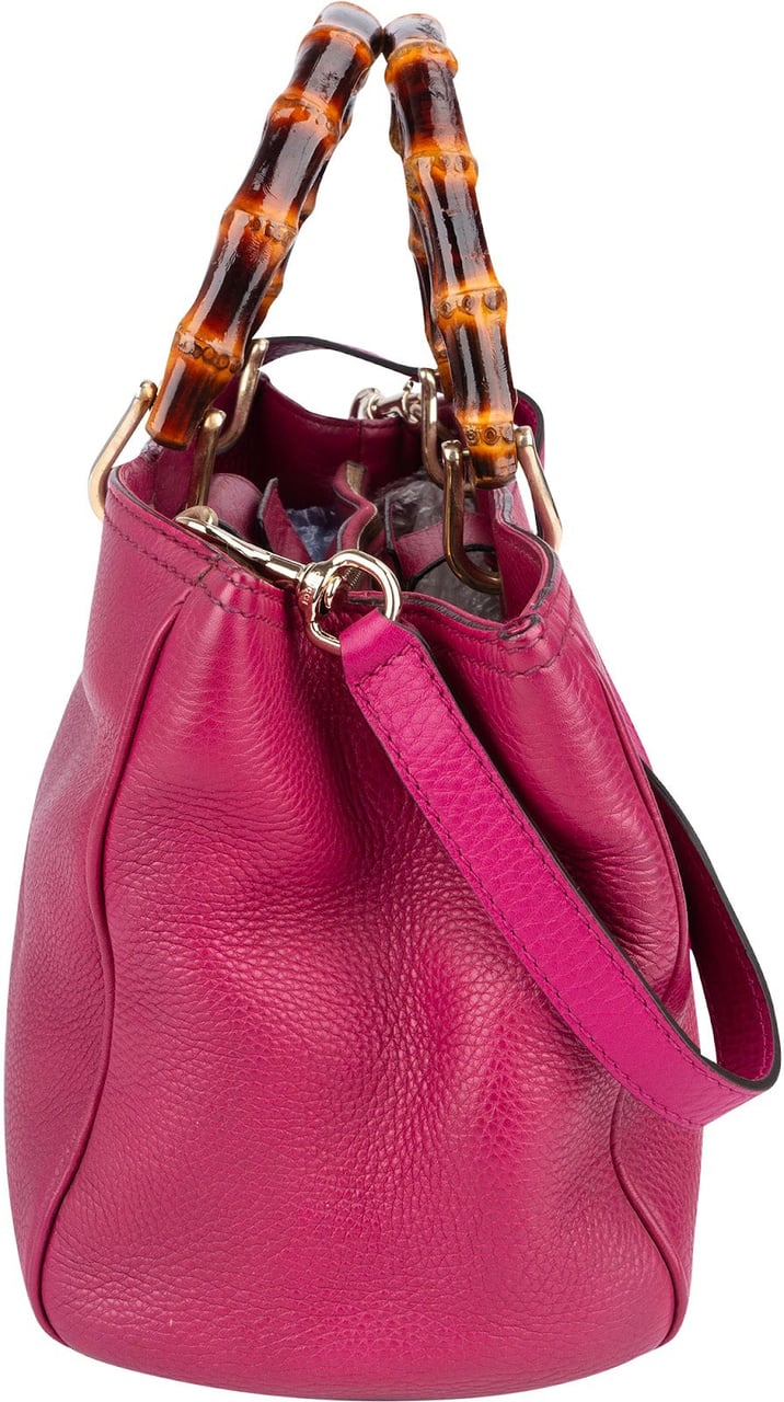 Gucci Gucci Pink Leather Bamboo Handbag Rood