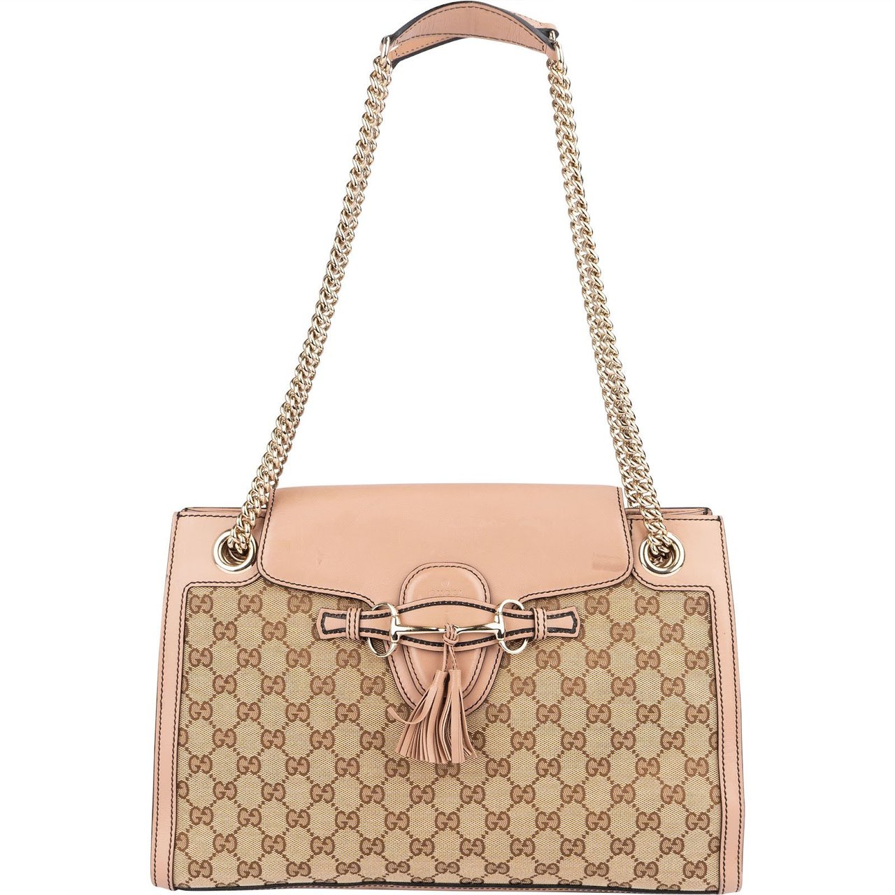 Gucci Gucci Monogram GG Emily Chain Shoulder Crossbody Bag Beige