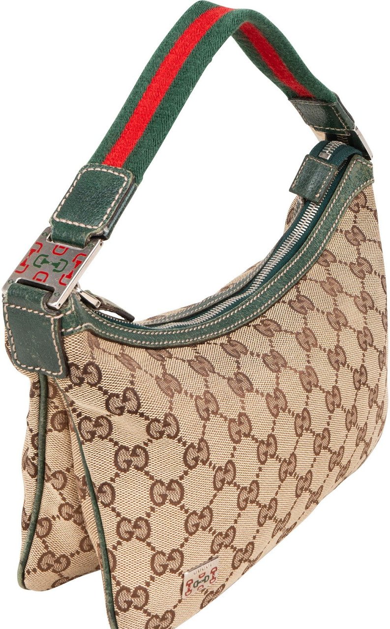 Gucci Gucci Monogram GG Web Sherry Line Handbag Beige