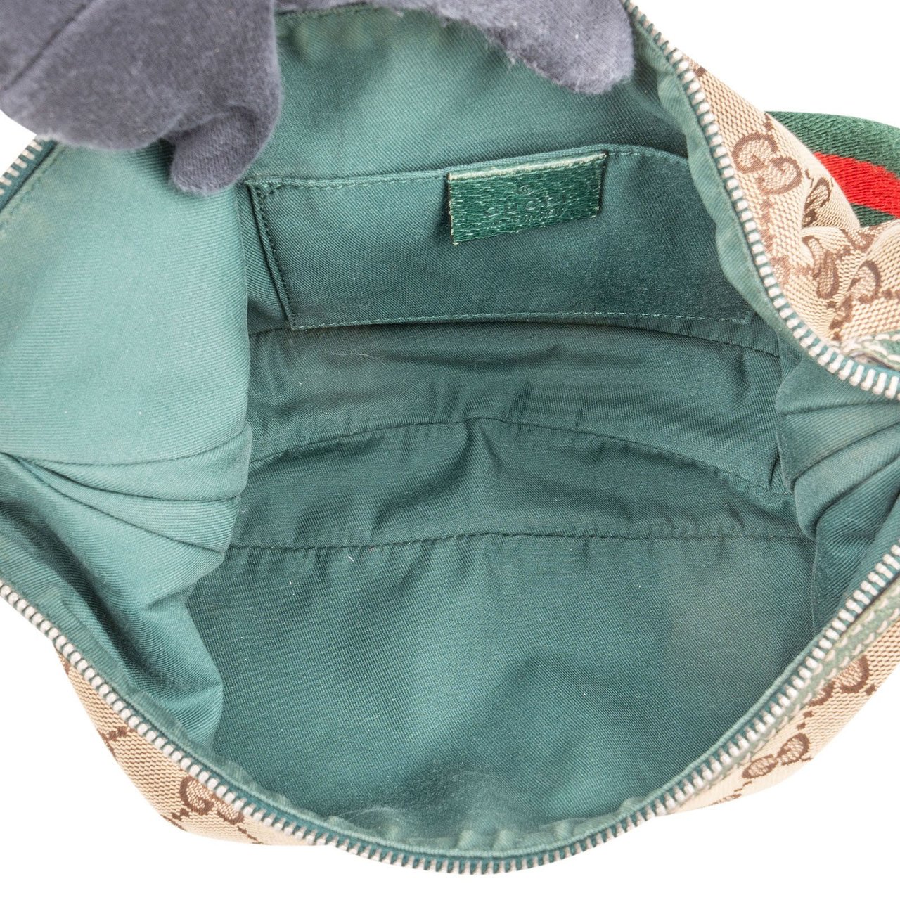 Gucci Gucci Monogram GG Web Sherry Line Handbag Beige