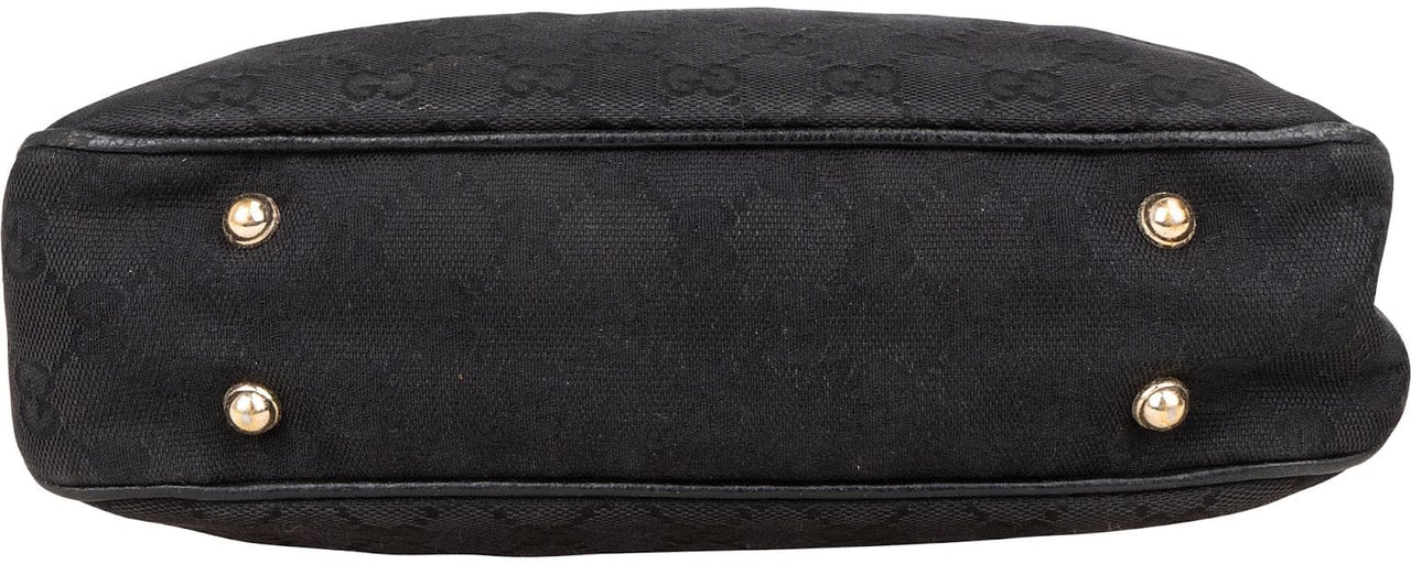 Gucci Gucci Black Monogram  GG  Bamboo Studded Hobo Handbag Zwart